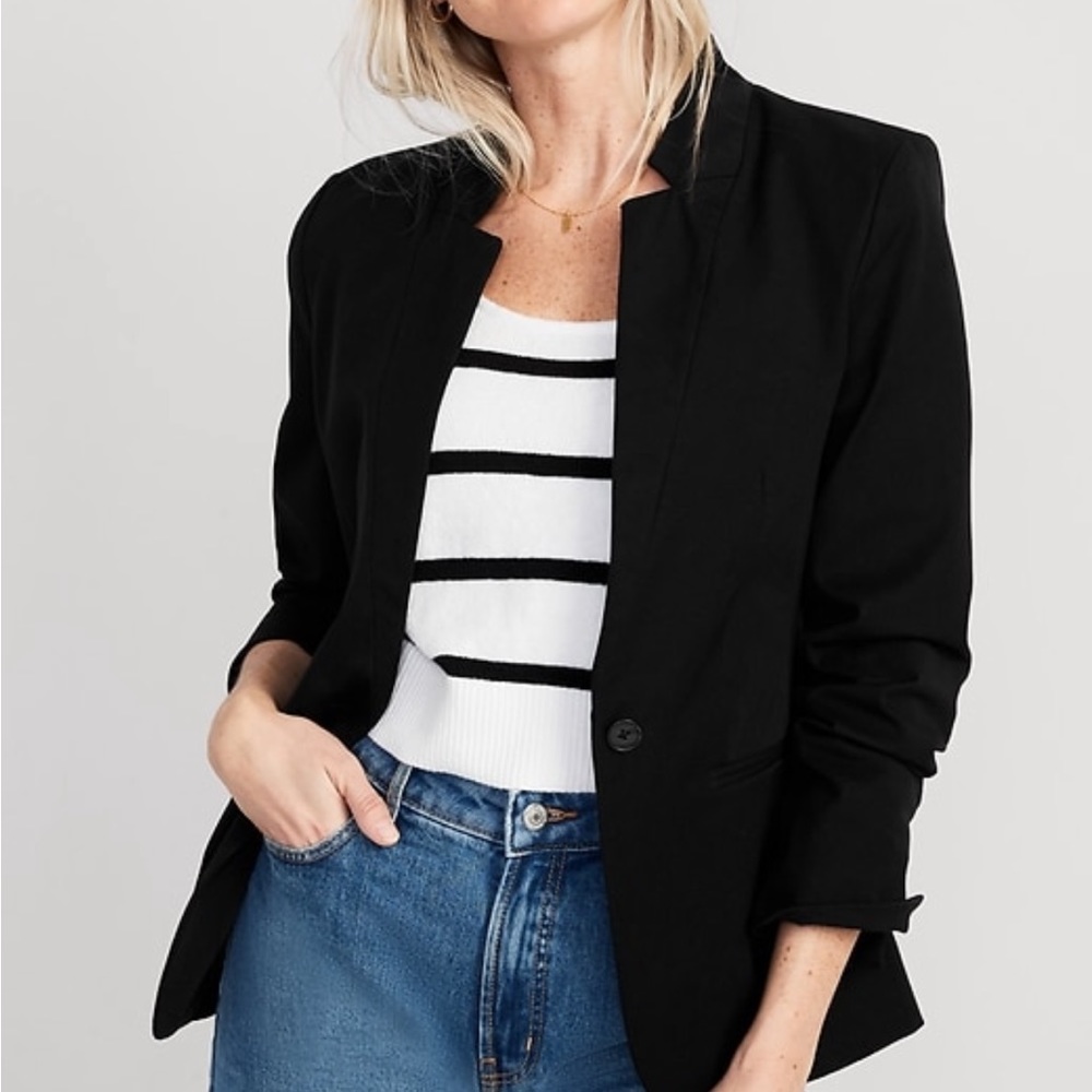 Old Navy Notched-Collar Pixie Black Blazer - image 2